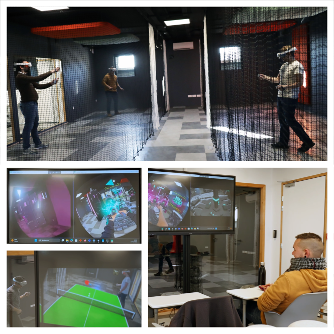 Collage de photo de pratiquants en salle VR